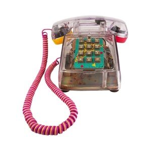 VTG Clear Touch-Tone FUN Telephone | 1980s Memphis Style | Made in USA Tested